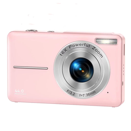 HD 1080P Digital Camera Camcorder 44MP Digital SLR Camera 16X Digital Zoom with 2.4 Inch LCD Screen Compact Point and Shoot Camera Starter Camera(Pink)